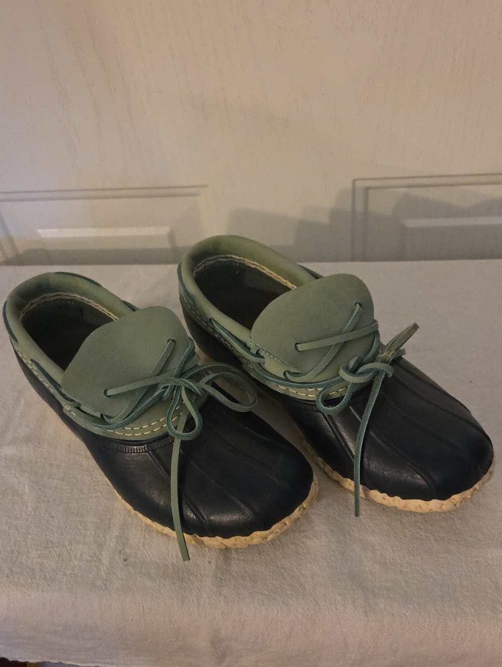 L L Bean Two-Tone Blue and Sage Duck Shoes Size 6M